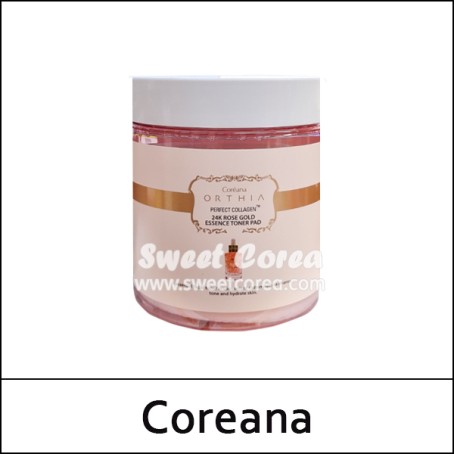 [Coreana] (a) ORTHIA Perfect Collagen 24K Rose Gold Essence Toner Pad (100ea)350ml / EXP 2027.04 / Box 30 / (boL) 58/8850(3) / 7,000 won(R)