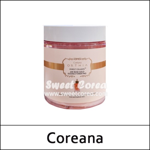 [Coreana] (a) ORTHIA Perfect Collagen 24K Rose Gold Essence Toner Pad (100ea)350ml / Box 30 / (boL) 58/8850(3) / 9,200 won(R)