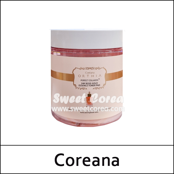 [Coreana] (a) ORTHIA Perfect Collagen 24K Rose Gold Essence Toner Pad (100ea)350ml / Box 30 / (boL) 58/8850(3) / 9,200 won(R)