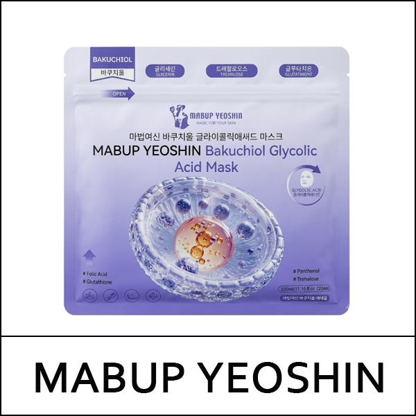 [MABUP YEOSHIN] (bo) Bakuchiol Glycolic Acid Mask (20 sheets) 350ml / 3425(4) / 5,300 won(R)