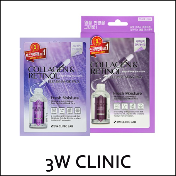 [3W Clinic] (b) Collagen & Retinol Mask Pack (25ml*10ea) 1 Pack / 5302(4) / 4,200 won(R)