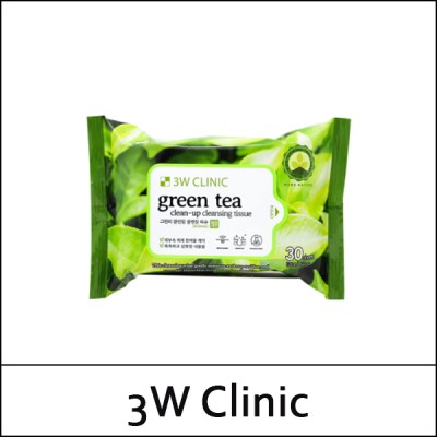 [3W Clinic] ★ Sale 60% ★ (b) Green Tea Cleanup Cleansing Tissue 120g (30 sheets) / 01(11)40 / 4,900 won()