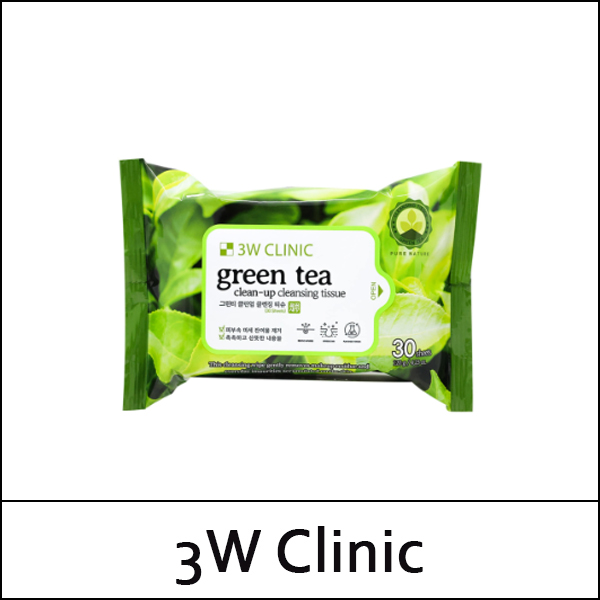 [3W Clinic] ★ Sale 60% ★ (b) Green Tea Cleanup Cleansing Tissue 120g (30 sheets) / 106(11) / 4,900 won()