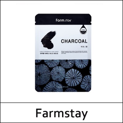 [Farmstay] (a) Visible Difference Mask Sheet Charcoal (23ml*10ea) 1 Pack / EXP 2026.08 / 02/7199(5) / 1,000 won(R)
