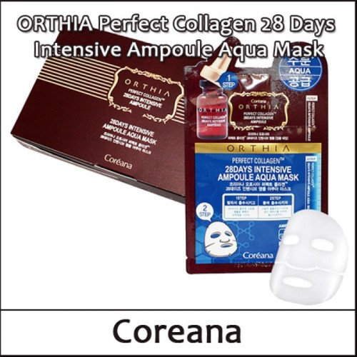 [Coreana] (bo) ORTHIA Perfect Collagen 28 Days Intensive Ampoule Aqua Mask (25ml*10ea) 1 Pack / EXP 2027.07 / 81199(4) / 11,000 won(R)