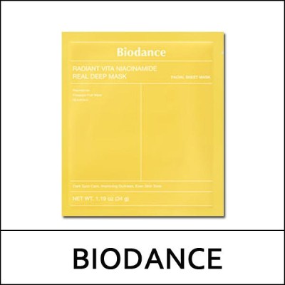 [BIODANCE] (bo) Radiant Vita Niacinamide Real Deep Mask (34g*4ea) 1 Pack / Box 60 / (jh) 341(31) / (sg) 941(531) / 45150(6) / 16,200 won(R)
