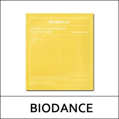 [BIODANCE] (bo) Radiant Vita Niacinamide Real Deep Mask (34g*4ea) 1 Pack / Box 60 / (jh) 341(31) / (sg) 941(531) / 45150(6) / 16,200 won(R)