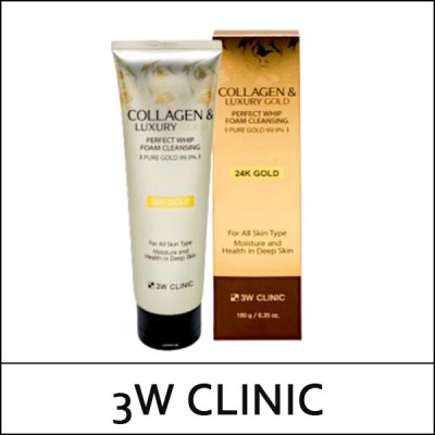 [3W Clinic] (b) Collagen & Luxury Gold Perfect Whip Foam Cleansing 180g / 9325(6) / 4,900 won(R)