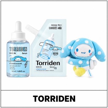 [Torriden] ★ Sale 5% ★ (oy) Dive-In Low Molecular Hyaluronic Acid Serum Cinnamoroll Set (50ml+Refill 50ml+Magnetic Plush) / 42350(5) / 36,000 won()