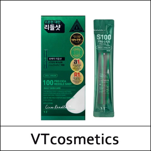 [VT Cosmetics] (j) VT 100 Pro Cica Reedle Shot (2ml*10ea) 1 Pack / Green Case / Box 84 / (jh) / 57(86)/38(57)50(20) / 9,000 won(R)