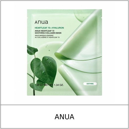 [ANUA] ★ Sale 5% ★ (oy) Heartleaf 70 Soothing Collagen Mask 38g x 1 Sheet / 4550(33) / 6,000 won()