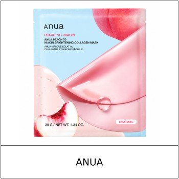 [ANUA] ★ Sale 5% ★ (oy) Peach 70 Niacin Brightening Collagen Mask 38g x 1 Sheet / 4550(33) / 6,000 won()