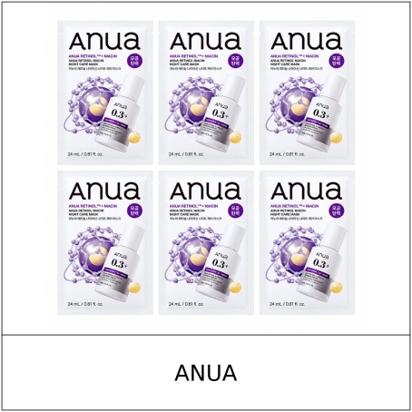 [ANUA] ★ Sale 5% ★ (oy) Retinol Niacin Night Care Mask 24ml x 6 Sheets (5+1) / 8150(6) / 20,000 won()