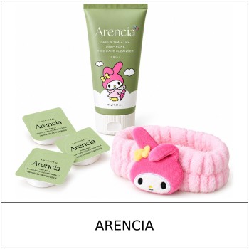 [ARENCIA] ★ Sale 5% ★ (oy) My Melody Green Tea + LHA Cleanser Set 150g + Cleansing Balm 3g x 3 + Headband / 25250(5) / 28,000 won()