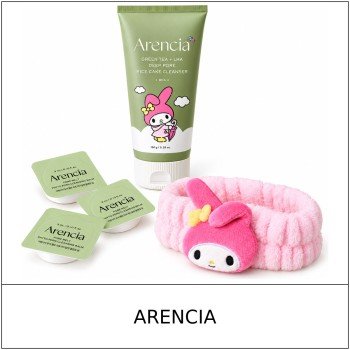 [ARENCIA] ★ Sale 5% ★ (oy) My Melody Green Tea + LHA Cleanser Set 150g + Cleansing Balm 3g x 3 + Headband / 25250(5) / 28,000 won()
