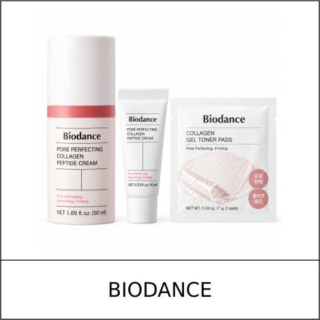 [BIODANCE] ★ Sale 5% ★ (oy) Pore Perfecting Collagen Peptide Cream Set (50ml+10ml+Pads 2pcs) / 15350(8) / 39,000 won()