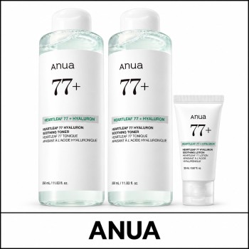 [ANUA] ★ Sale 5% ★ (oy) Heartleaf 77 Hyaluron Soothing Toner 350ml x 2 + Lotion 20ml / 14450(2) / 49,000 won()
