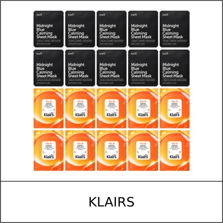[KLAIRS] ★ Sale 5% ★ (n) Midnight Blue Calming Mask 25ml x 10 + Vita 10 Radiance Mask 25ml x 10 / 4550(2) / 60,000 won()