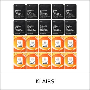 [KLAIRS] ★ Sale 5% ★ (n) Midnight Blue Calming Mask 25ml x 10 + Vita 10 Radiance Mask 25ml x 10 / 4550(2) / 60,000 won()