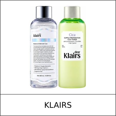 [KLAIRS] ★ Sale 5% ★ (n) Supple Preparation Cica Toner 180ml + Freshly Juiced Vitamin Essence Toner 180ml / 68350(3) / 42,800 won()