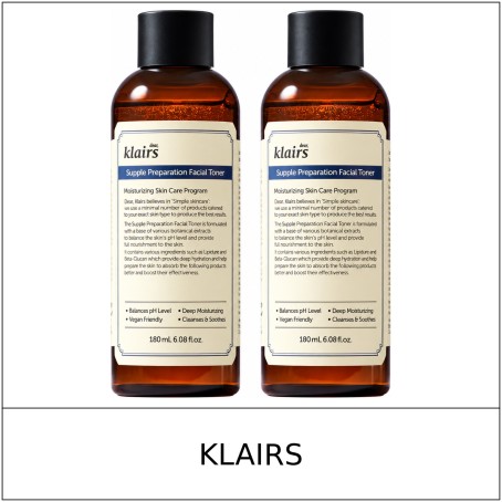 [KLAIRS] ★ Sale 5% ★ (n) Supple Preparation Facial Toner Double Set 180ml x 2 / 95350(3) / 39,800 won()