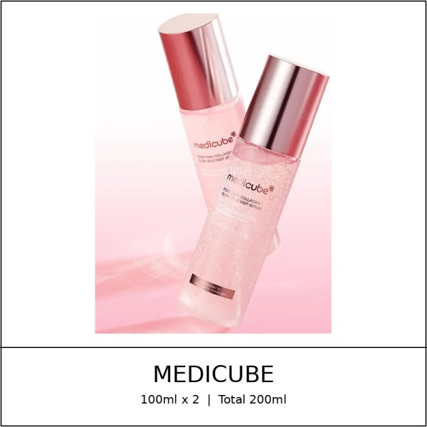 [medicube] ★ Sale 5% ★ (oy) PDRN Pink Collagen Glow Jelly Mist Serum 100ml Double Pack (+Bear Design Bottle Keyring) / 47,800 won()