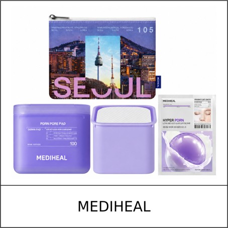 [MEDIHEAL] ★ Sale 5% ★ (oy) PDRN Pore Pad Double Set (100ea+100ea Refill) Seoul Edition + Pouch + Hyper PDRN Mask 35g / 6350(2) / 39,900 won()